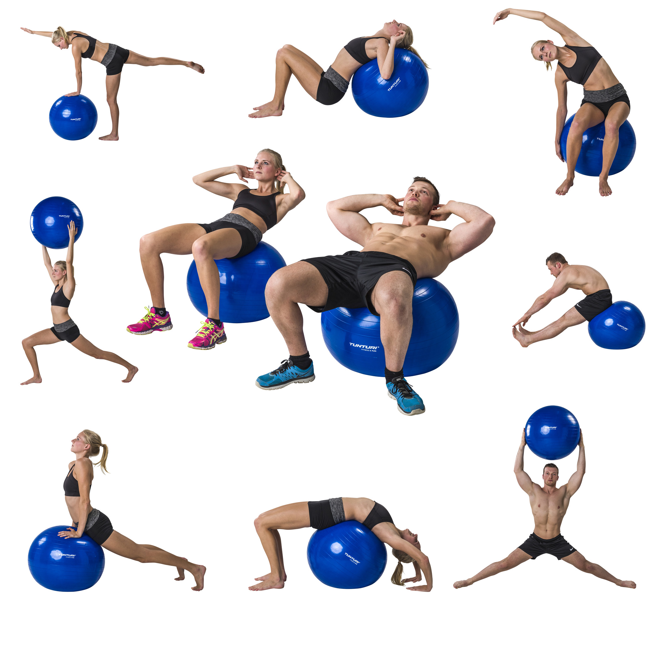 Võimlemispall TUNTURI Gymball 75cm anti-burst, must