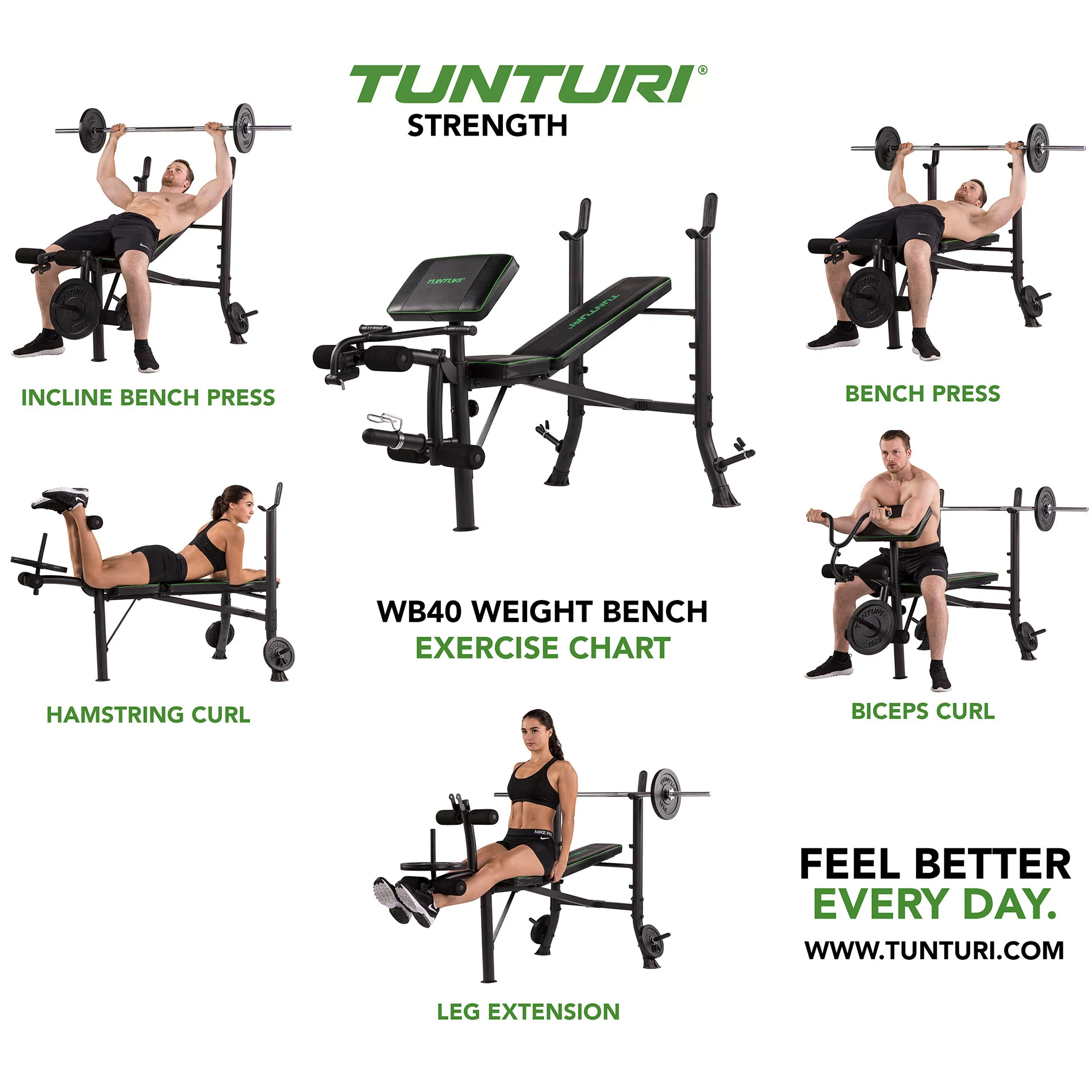Tõstepink TUNTURI WB40 Compact Width Weight Bench