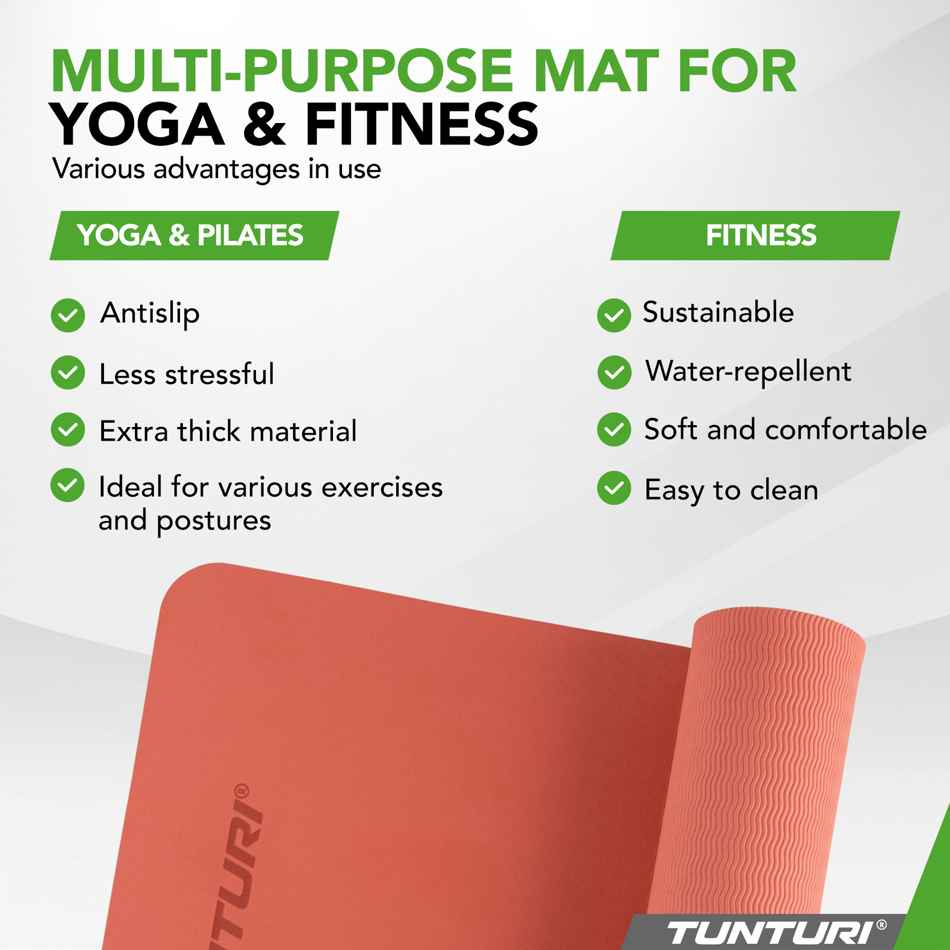 Joogamatt Tunturi Yogamat 8mm, Rose Gold