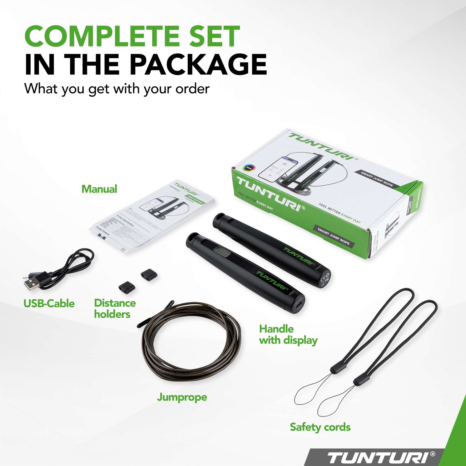 Hüppenöör TUNTURI Smart Jump Rope with Display and App