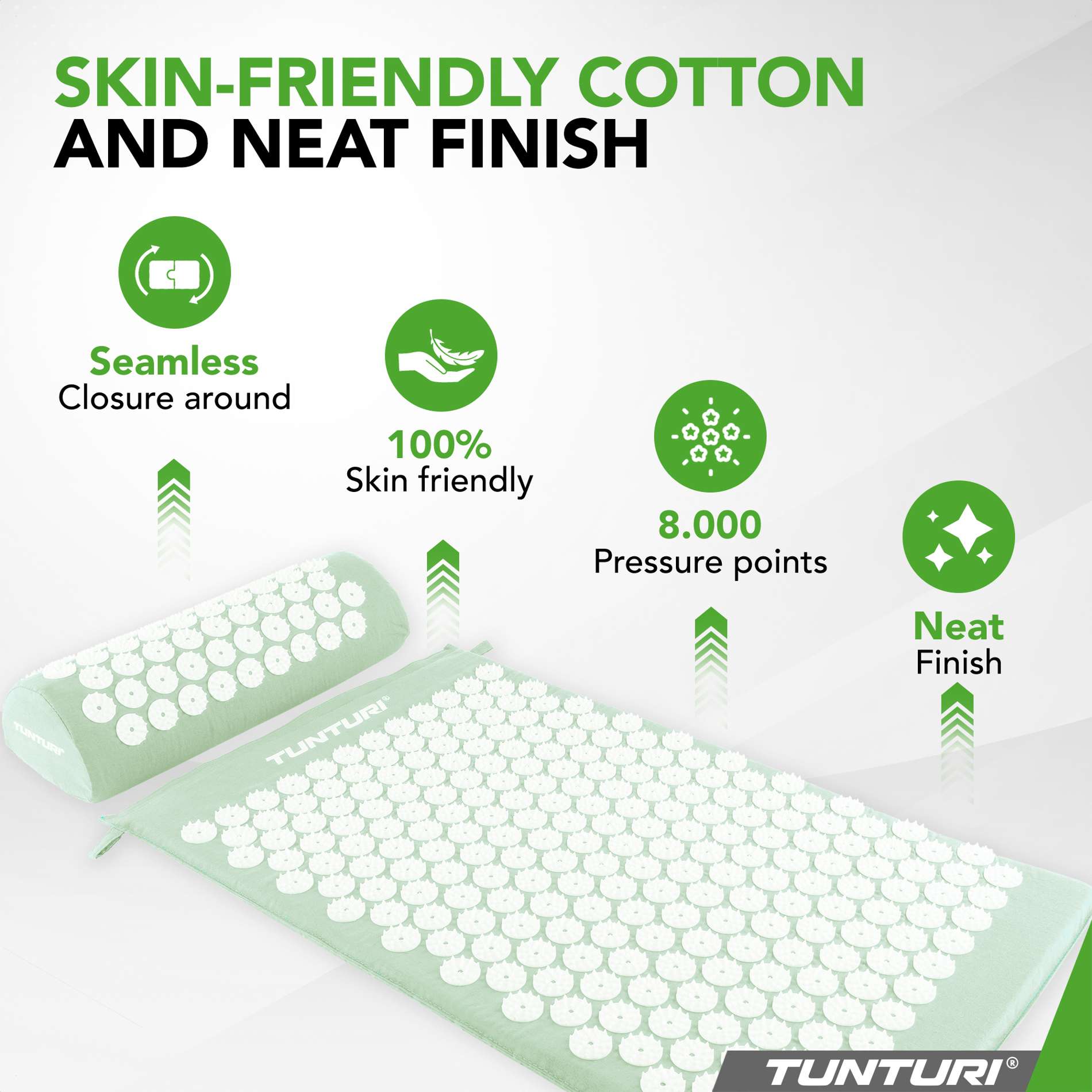 Akupunktuurimatt ja -padi TUNTURI Acupressure Mat And Pillow, Mint