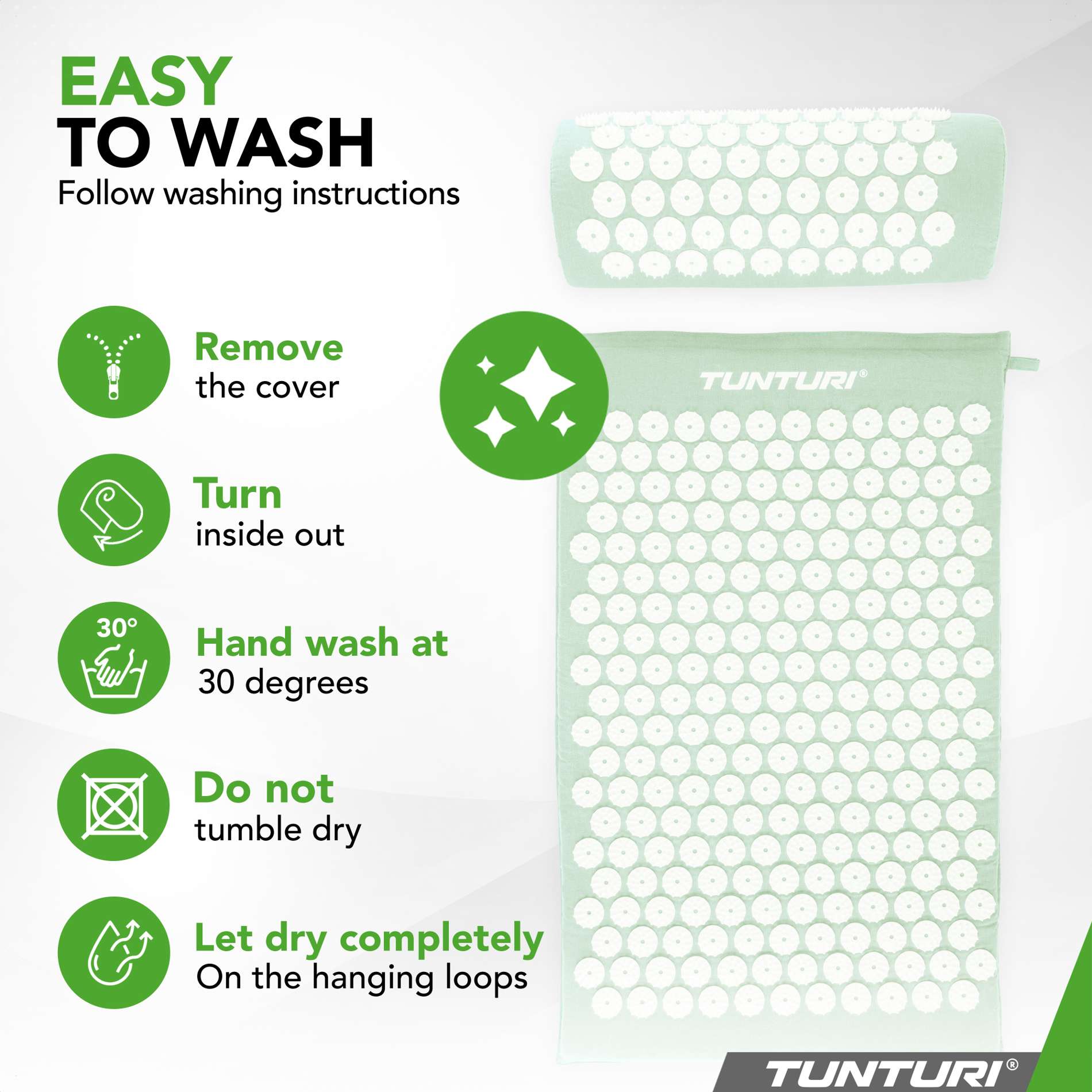 Akupunktuurimatt ja -padi TUNTURI Acupressure Mat And Pillow, Mint