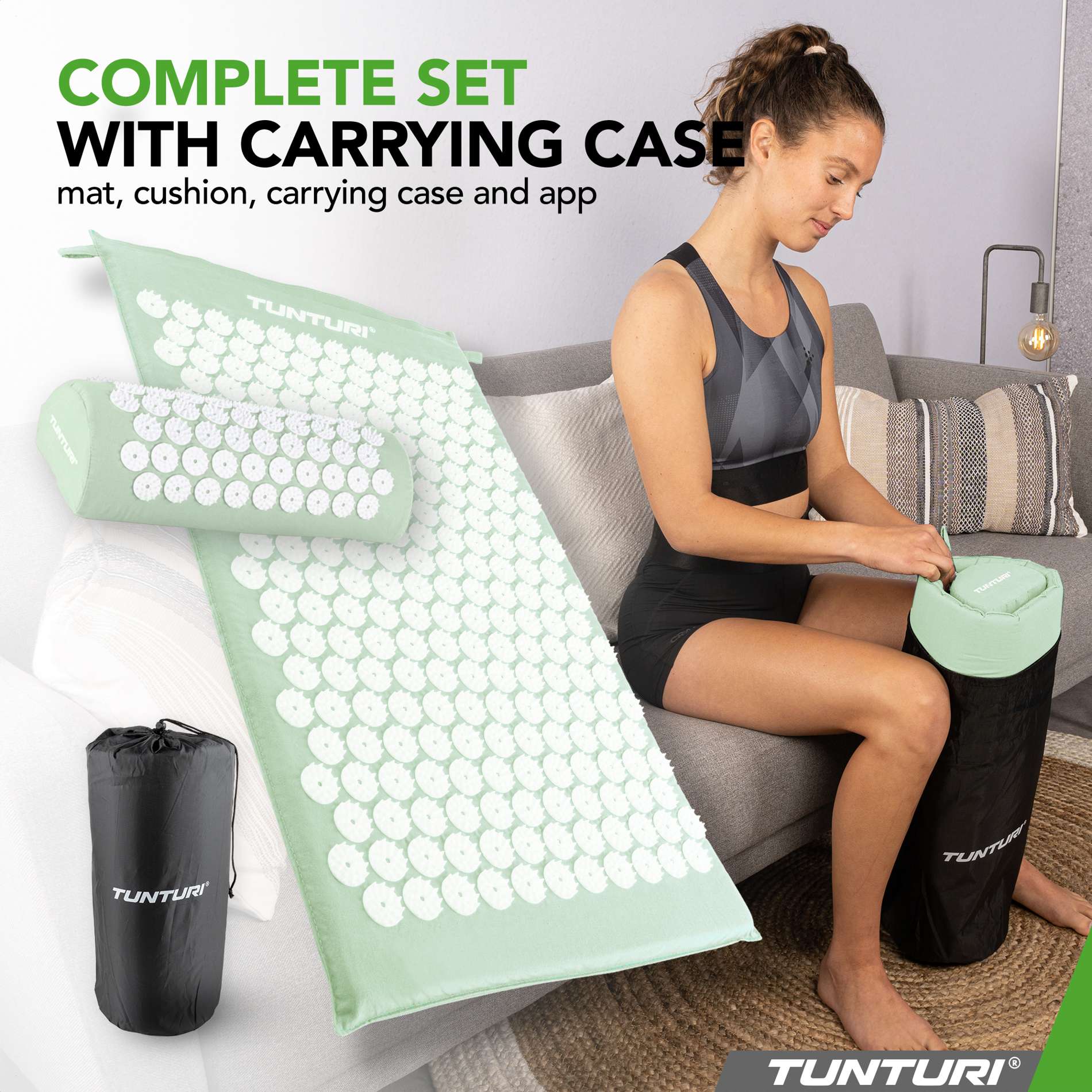Akupunktuurimatt ja -padi TUNTURI Acupressure Mat And Pillow, Mint