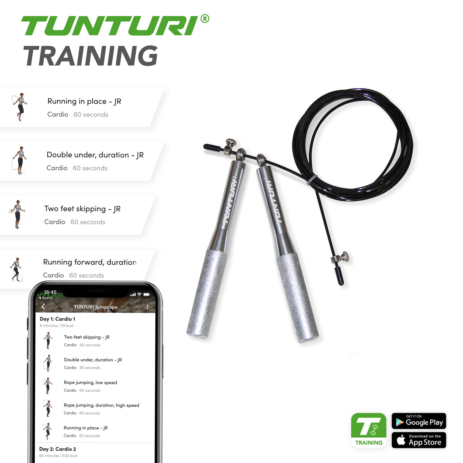 Hüppenöör TUNTURI Jumprope Steel, reguleeritav