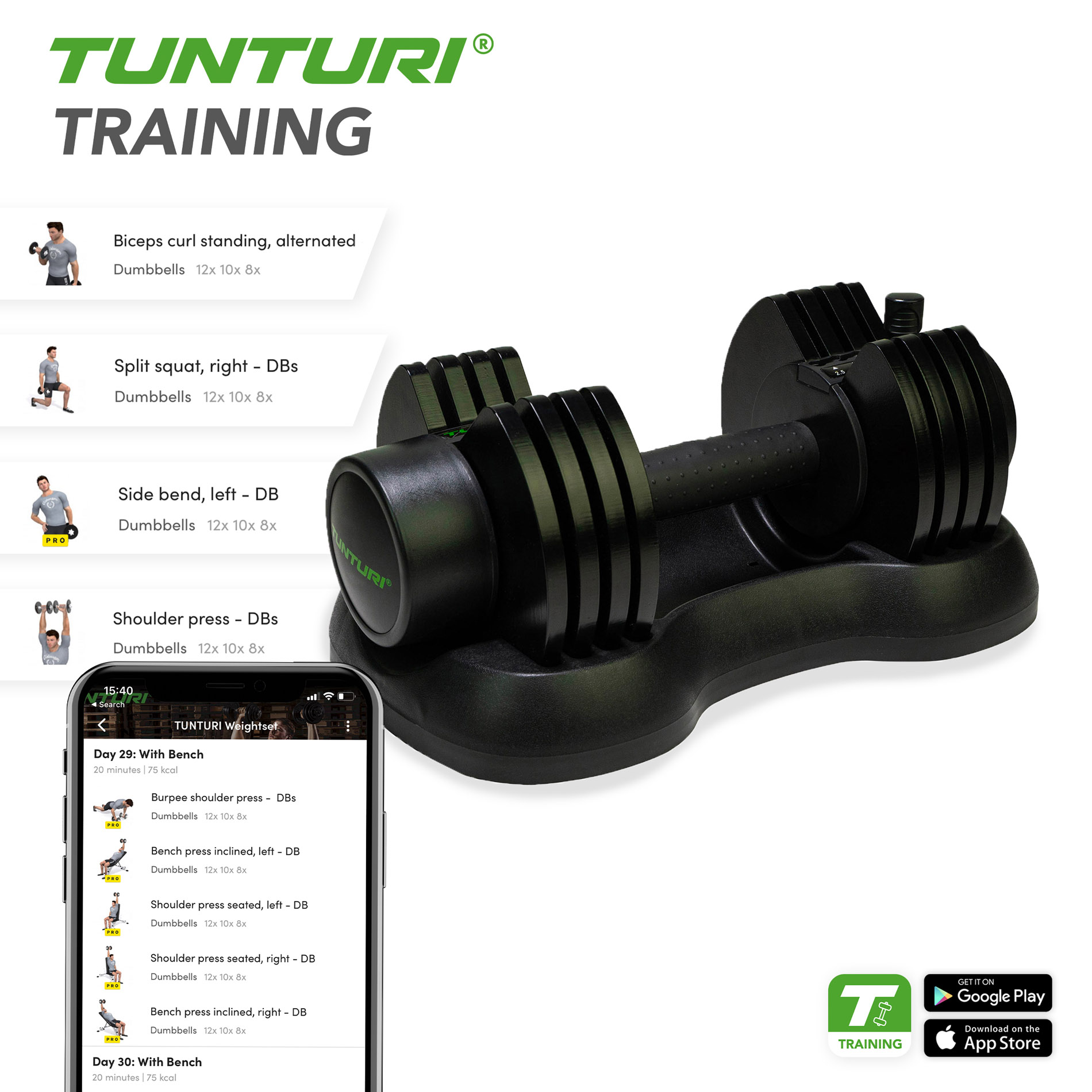 Reguleeritav hantel TUNTURI Selector Dumbbell 25kg