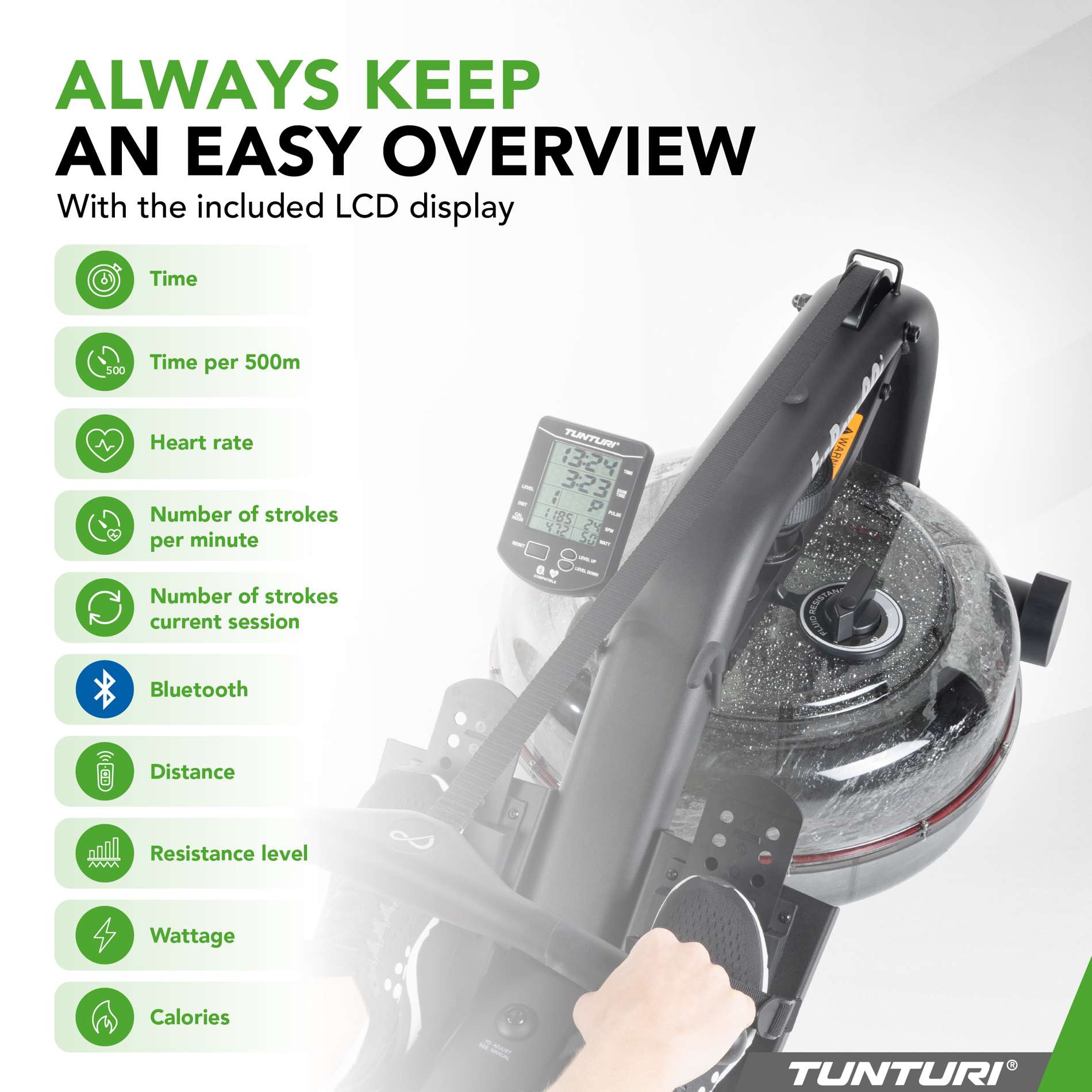 Sõudeergomeeter TUNTURI FitRow 90i by Fluid