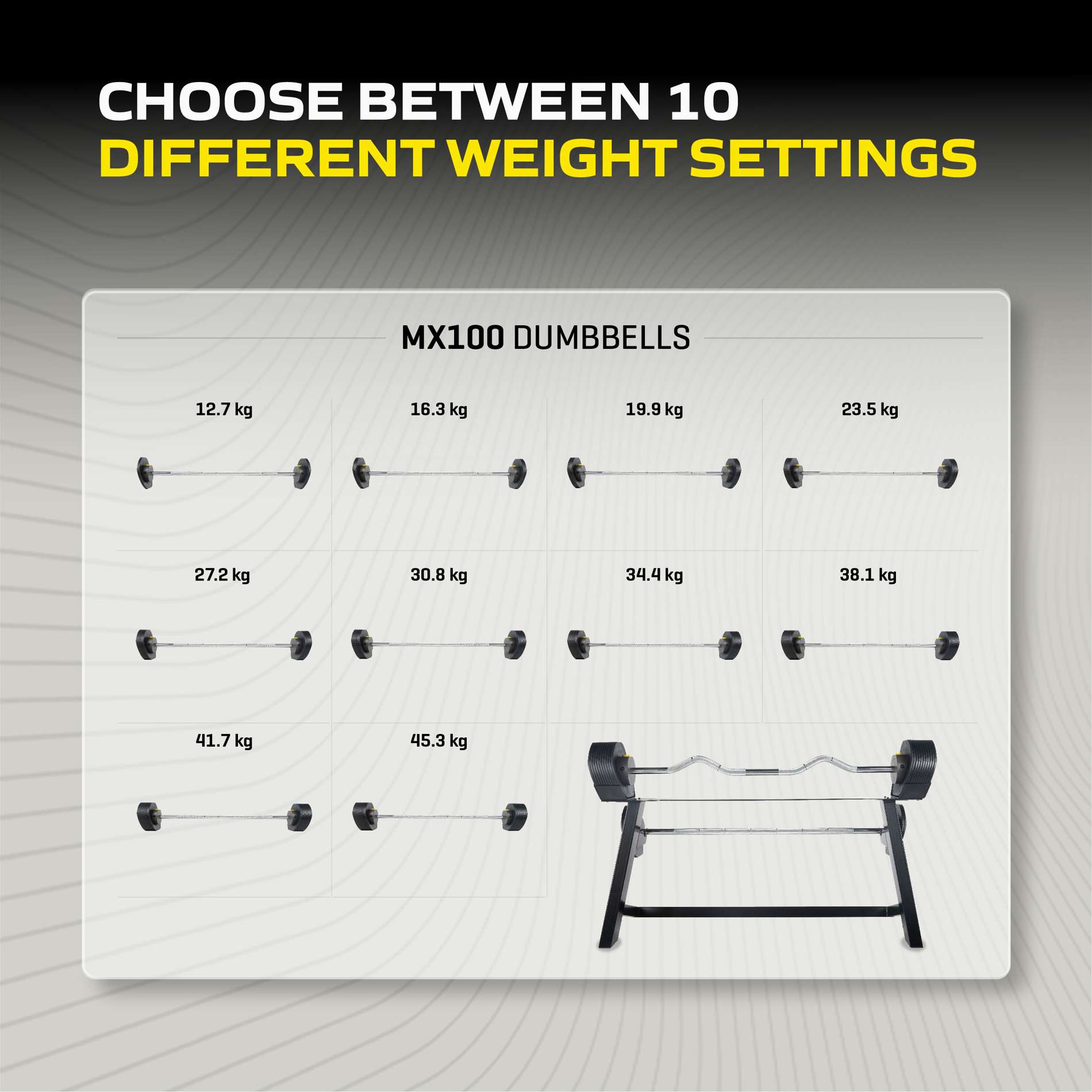 Reguleeritav tõstekang TUNTURI MX100 Barbell 12,8 – 45,5 kg