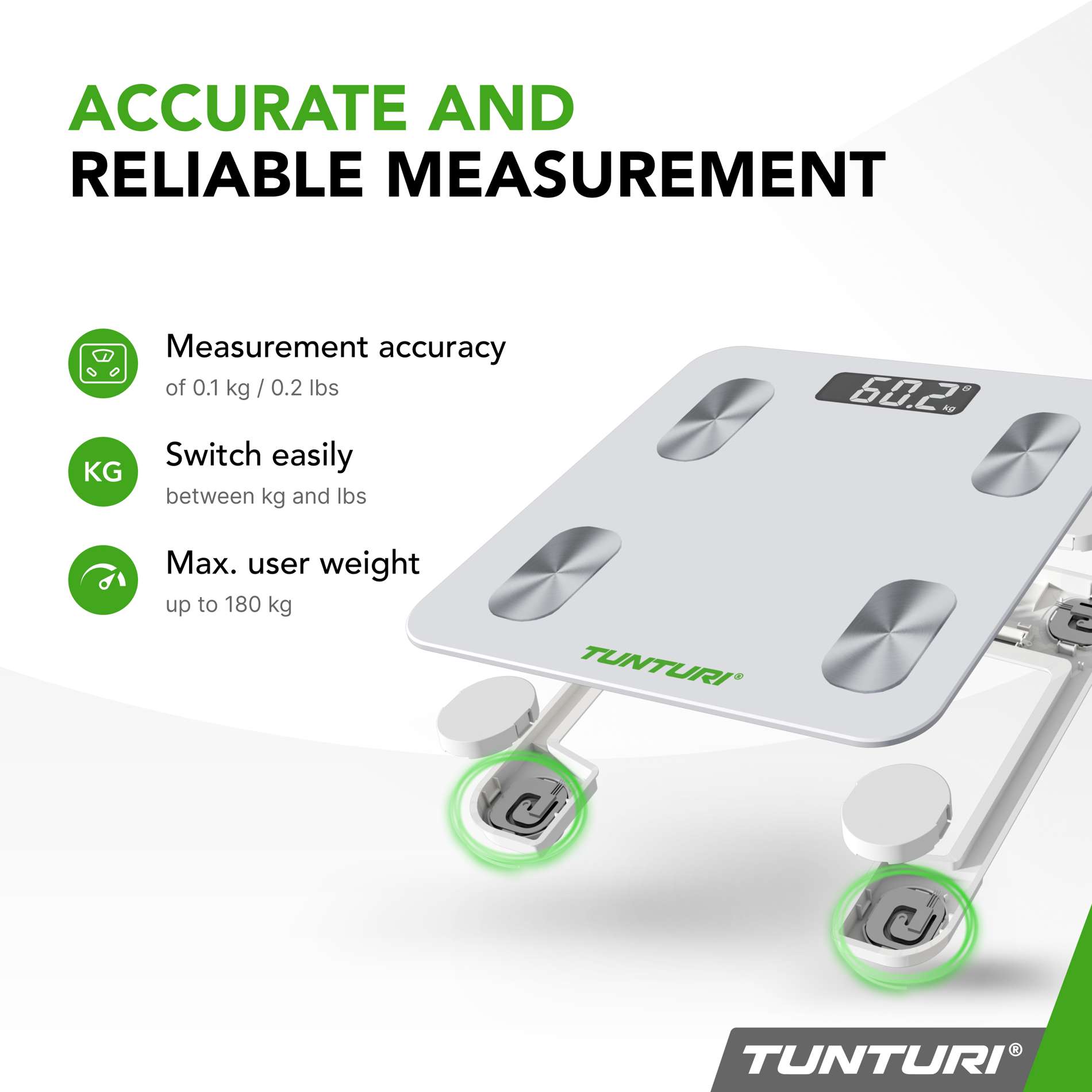 Kaal TUNTURI SC30 Smart Scale with App, valge