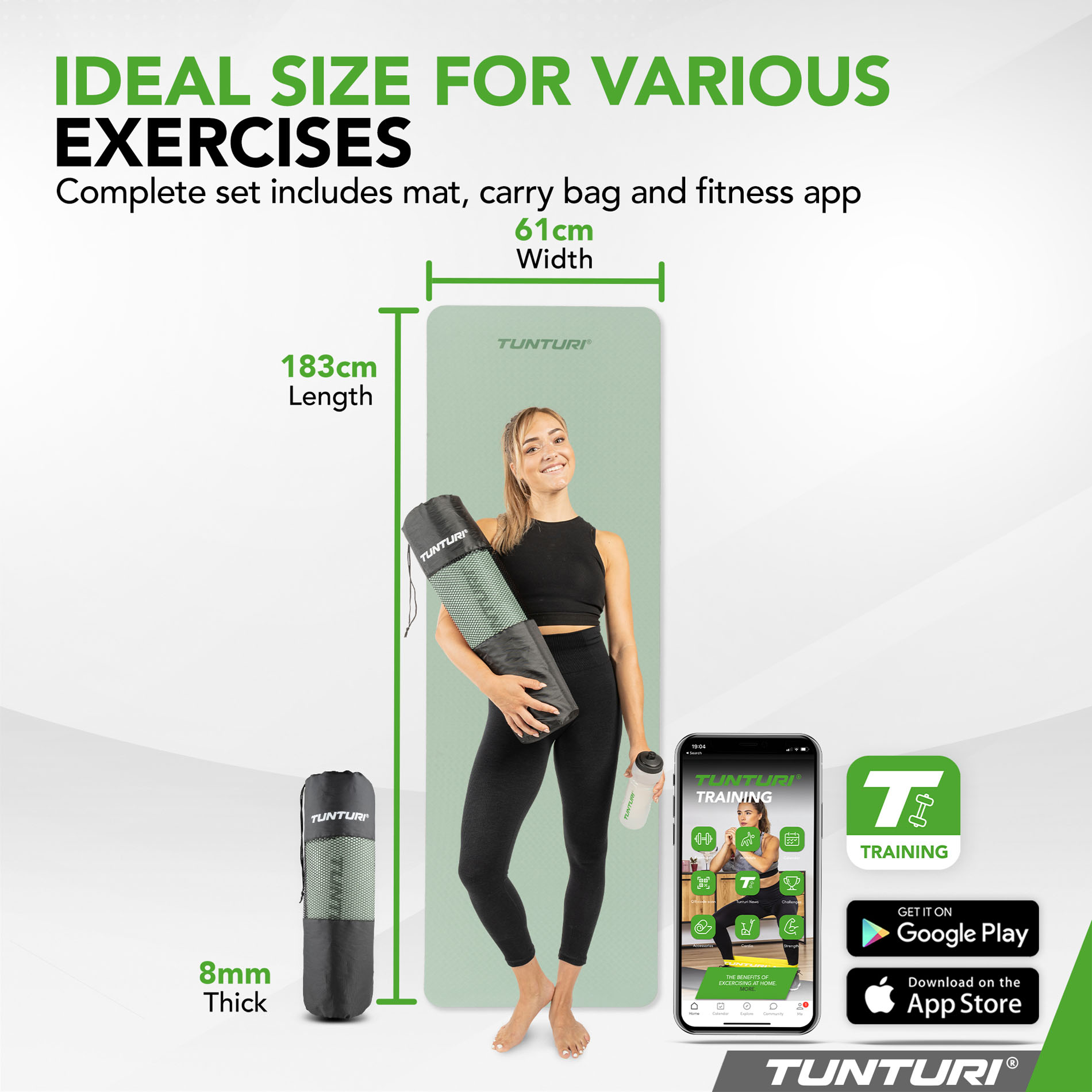 Joogamatt Tunturi Yogamat 8mm, Mint