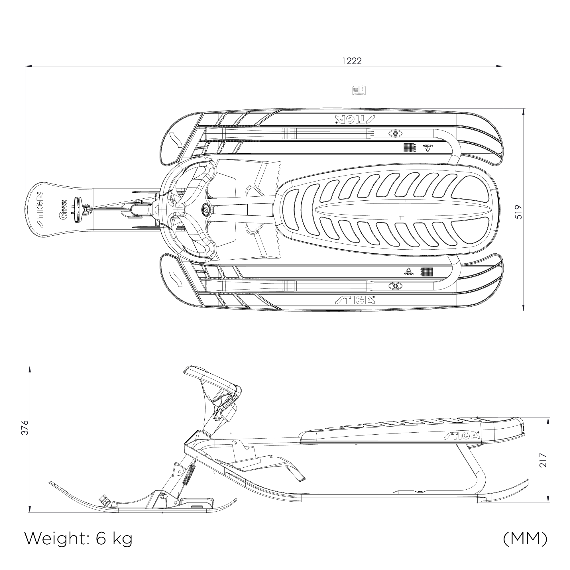 Roolikelk STIGA Curve grafiithall/sinine