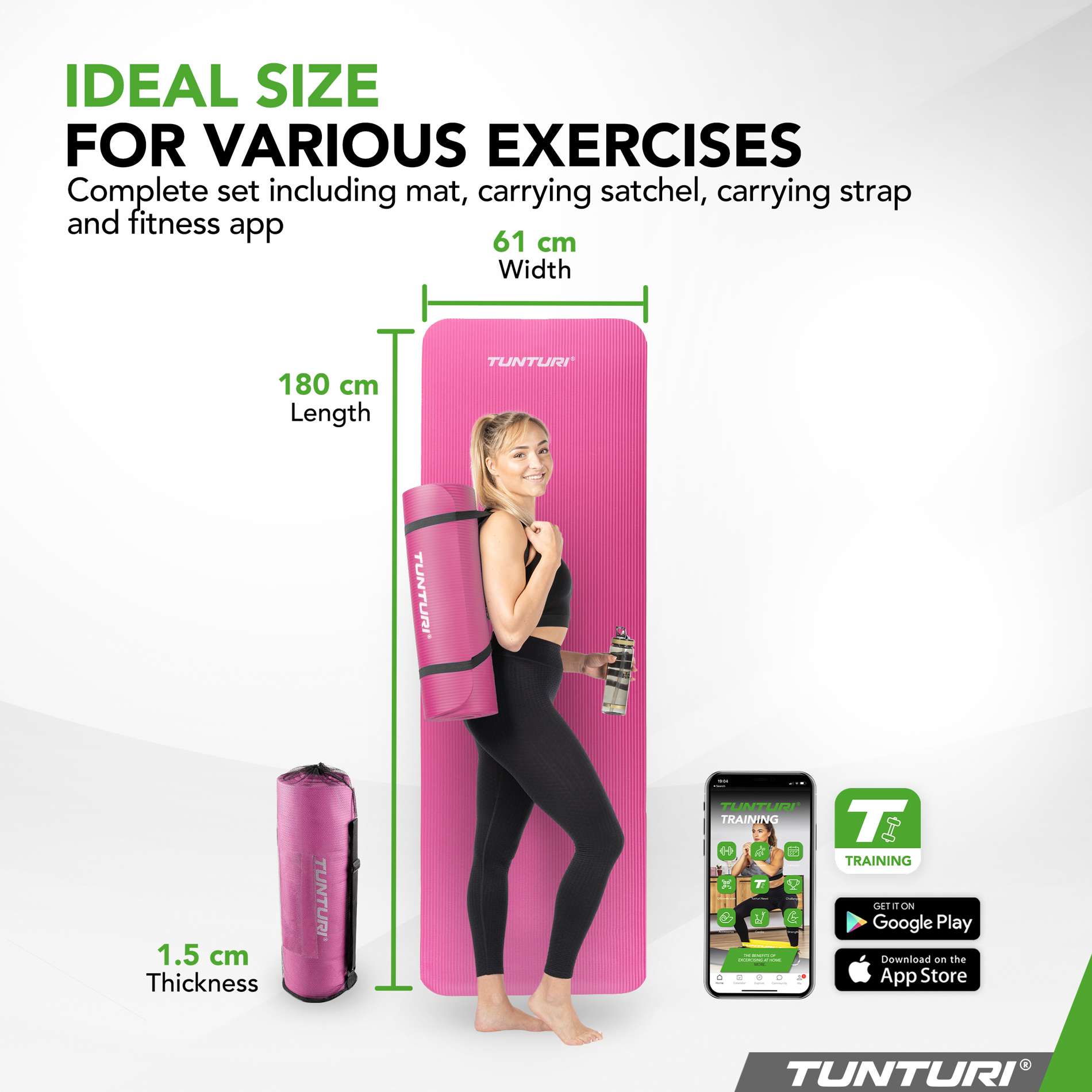 Võimlemismatt TUNTURI Fitnessmat NBR, roosa