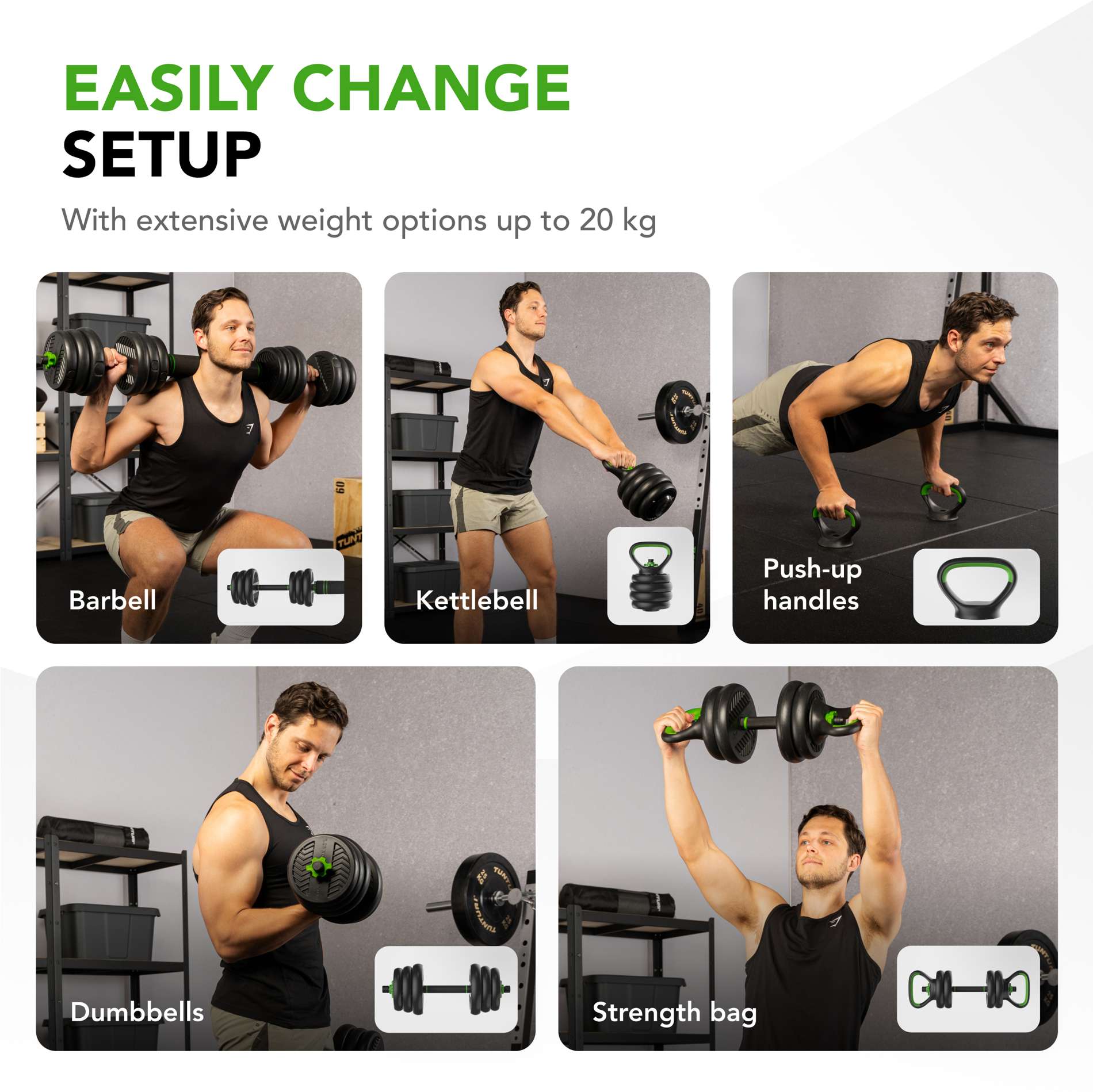 Jõutreeningu komplekt TUNTURI Barbell & Dumbbell Set 20 kg