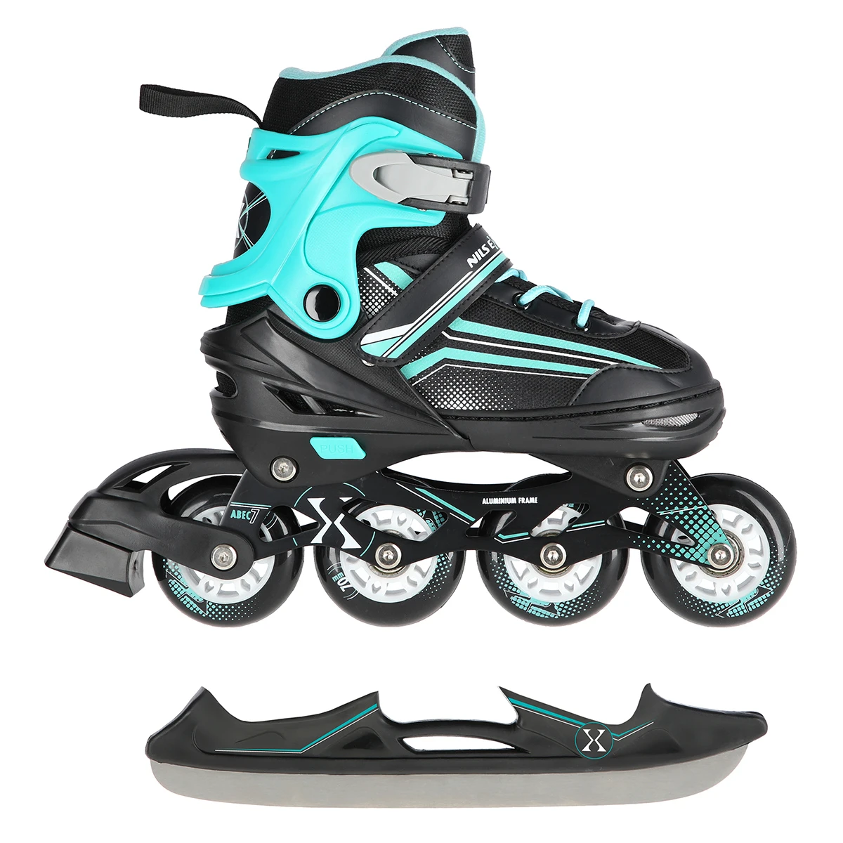 2in1 (rull)uisud NILS EXTREME NH18190 In-line Skates/Hockey Ice Skates, L (39-43) Black/Blue