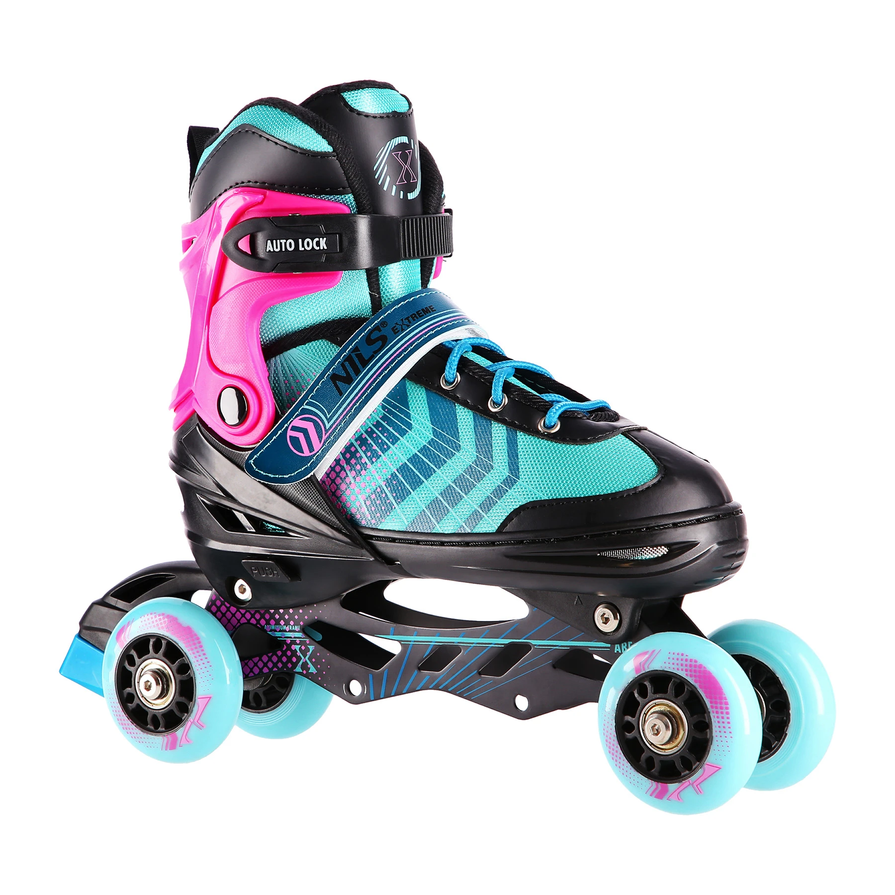 4in1 (rull)uisud NILS EXTREME NH18192 In-line Skates/Hockey Ice Skates, L (39-43), Black/Violet