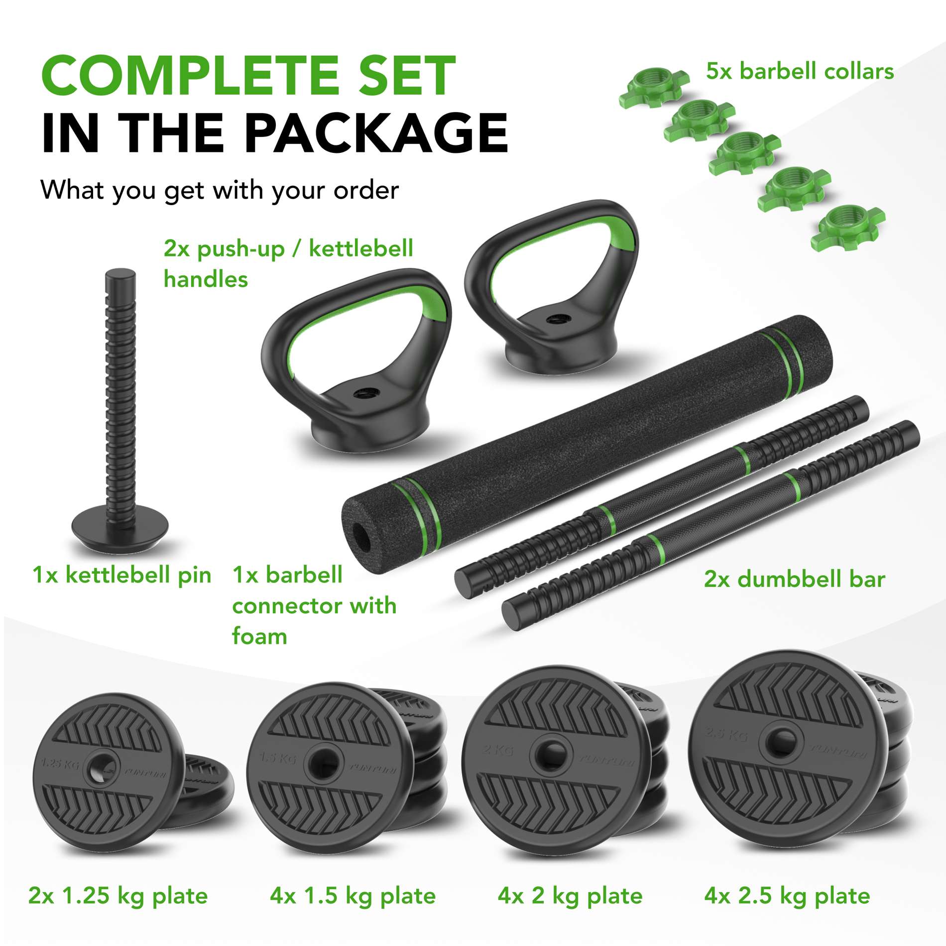 Jõutreeningu komplekt TUNTURI Barbell & Dumbbell Set 28 kg