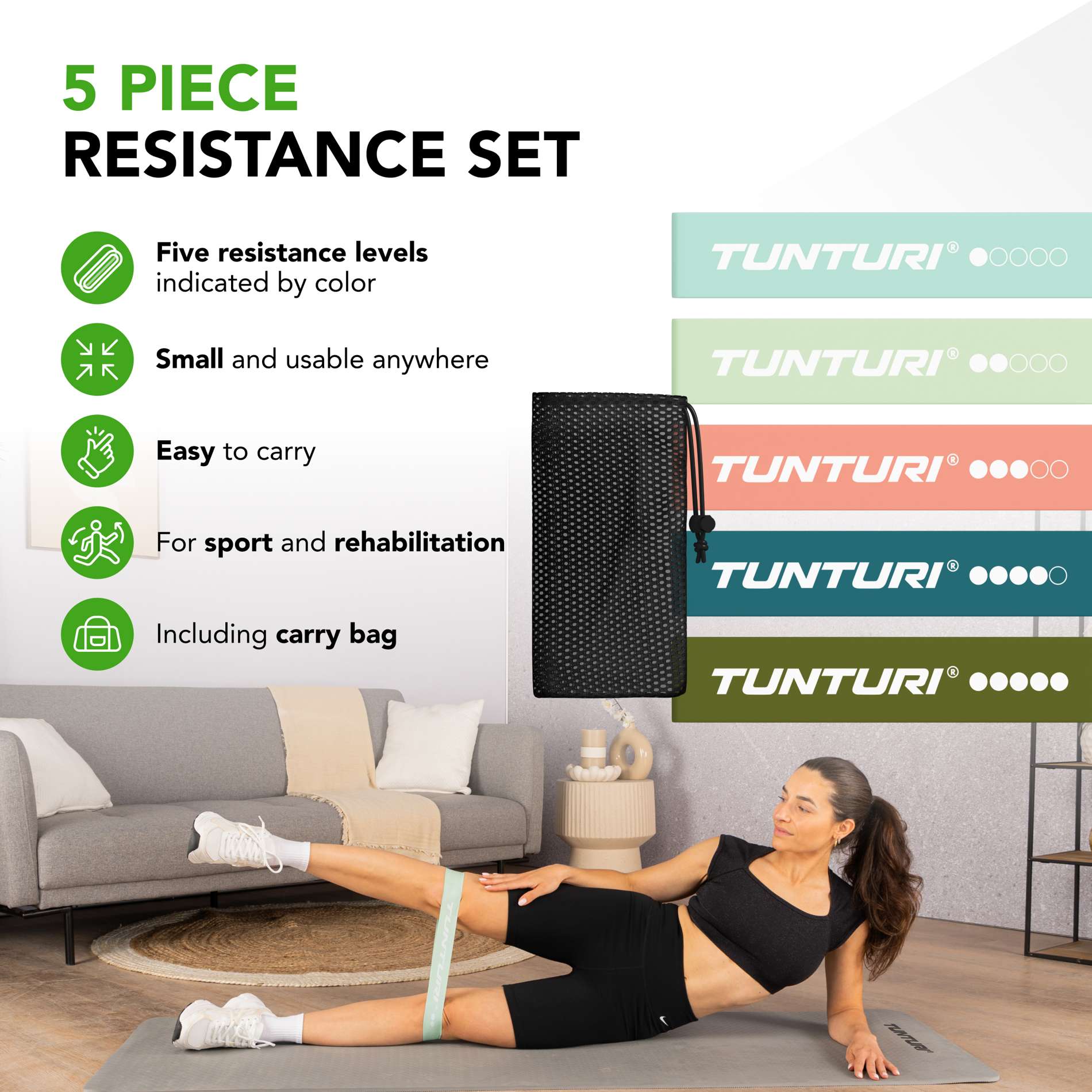 Võimlemiskummide komplekt TUNTURI Mini Resistance Band Set, 5 tk