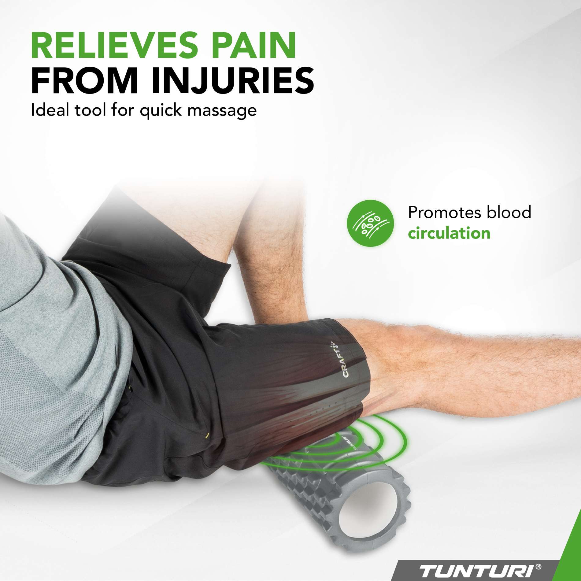 Massažirull TUNTURI Yoga Grid Foam Roller, 33cm, Grey