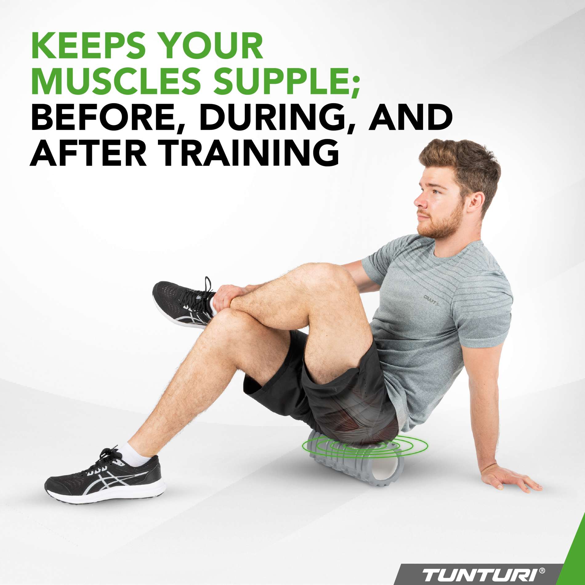 Massažirull TUNTURI Yoga Grid Foam Roller, 33cm, Grey