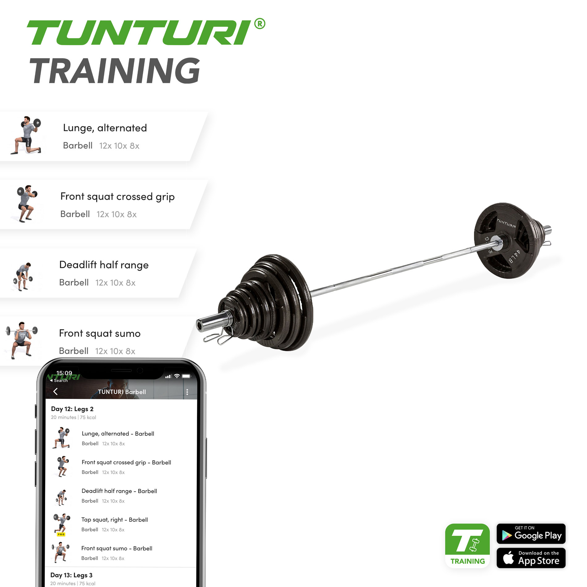 Tõstekangikomplekt TUNTURI 140kg Tri-Grip Barbell Set