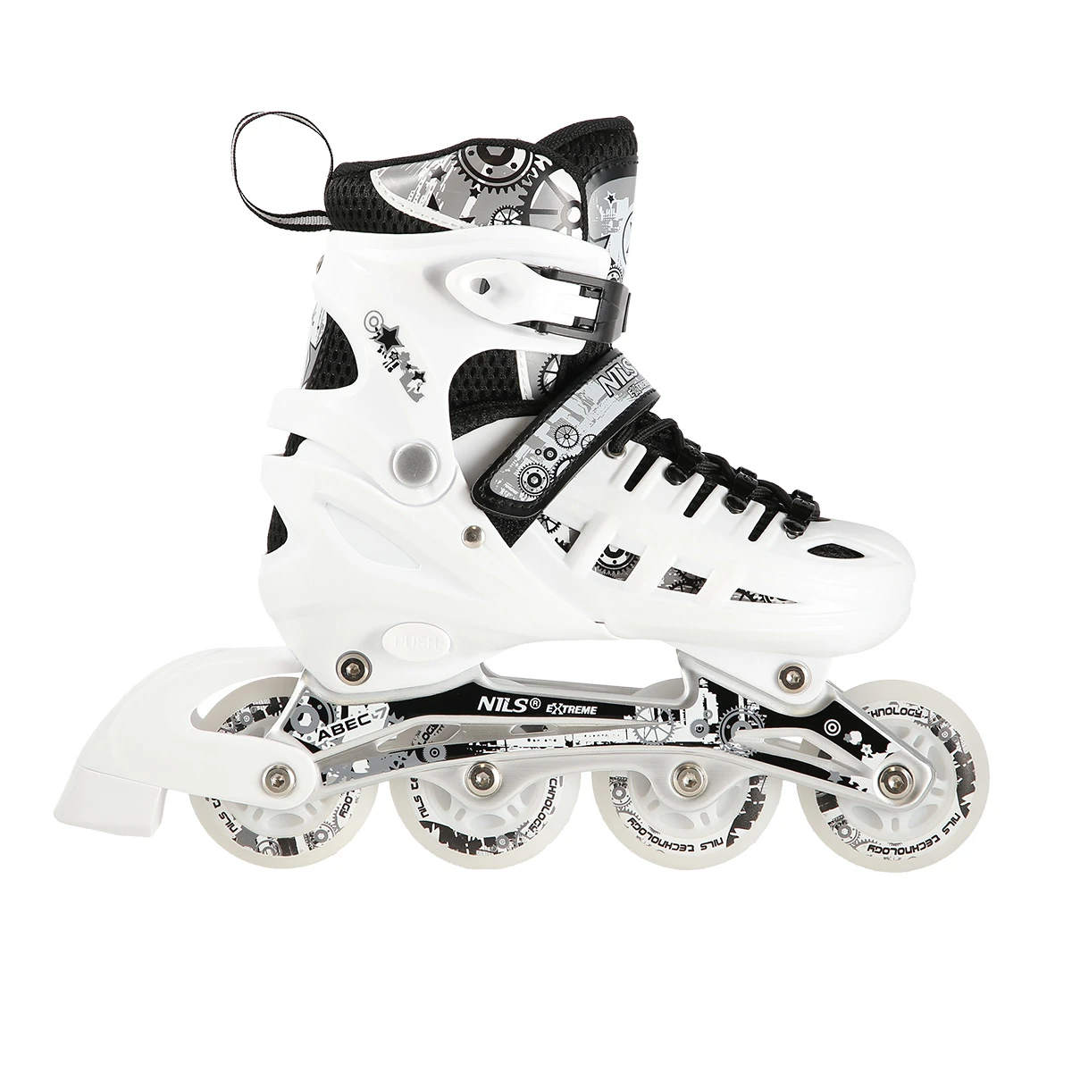 4in1 (rull)uisud NILS EXTREME NH10905 LED In-line Skates/Hockey Ice Skates, S (31-34), White/Black