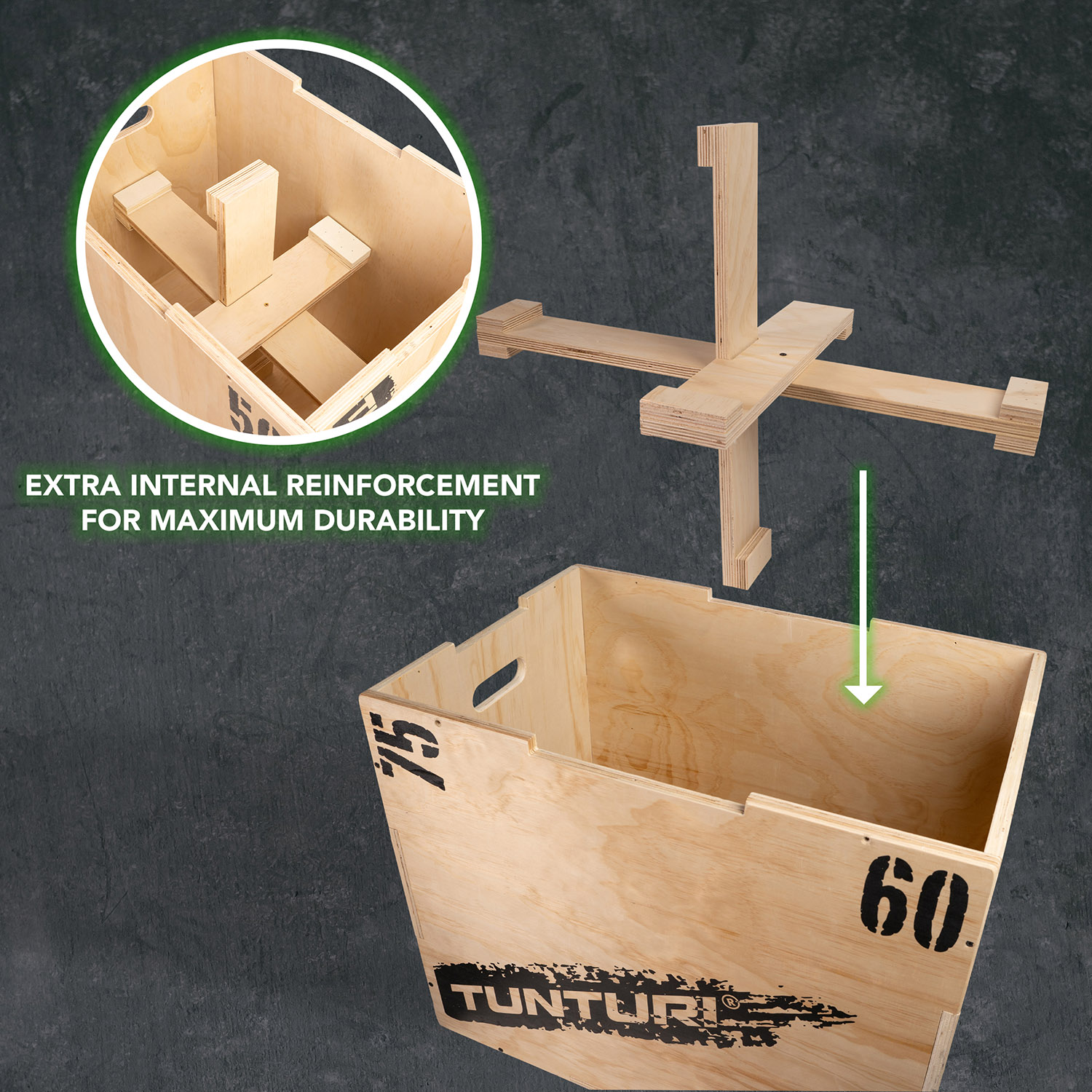 Treeningkast TUNTURI Plyo Box Wood 40/50/60cm