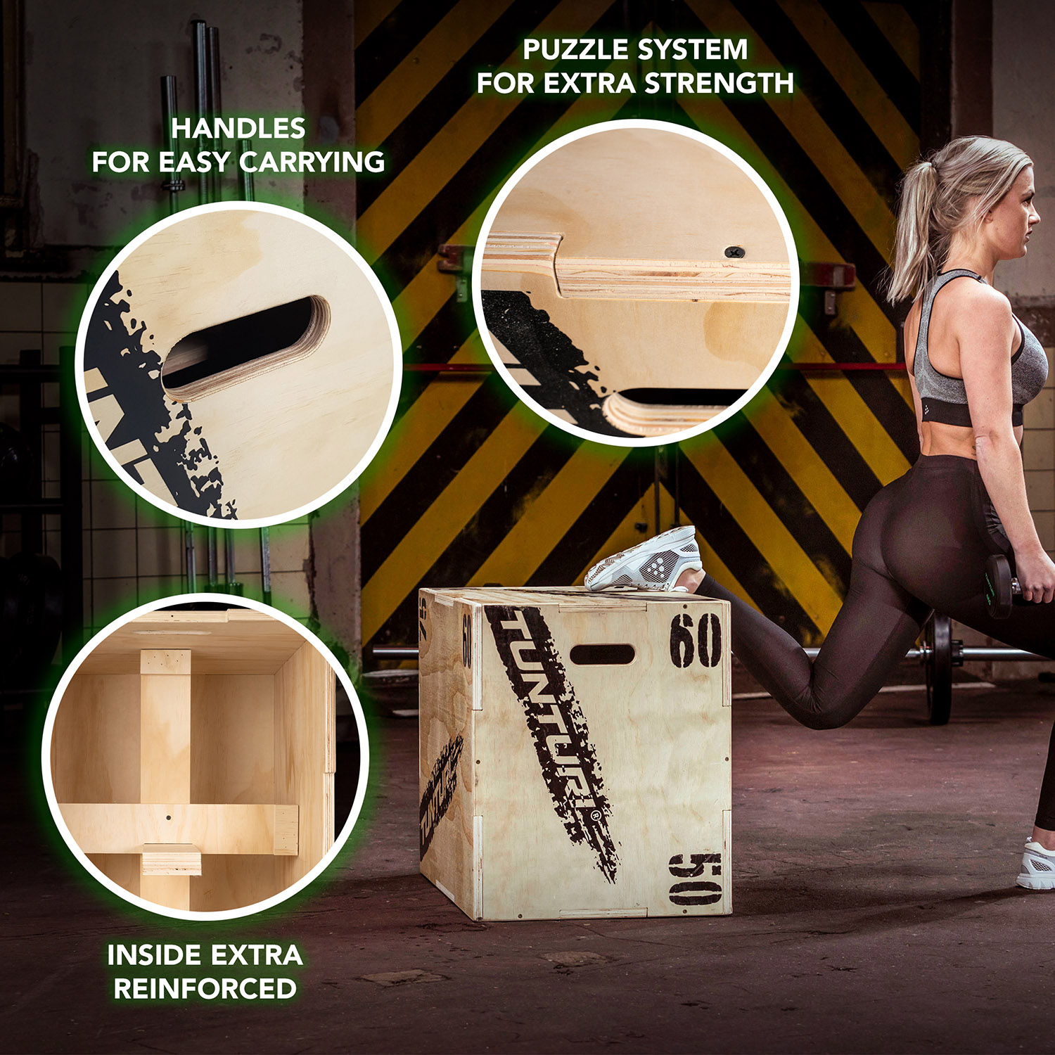 Treeningkast TUNTURI Plyo Box Wood 40/50/60cm
