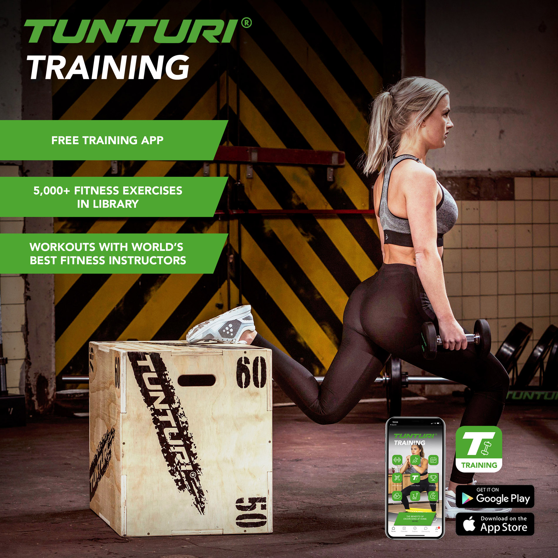 Treeningkast TUNTURI Plyo Box Wood 50/60/75cm