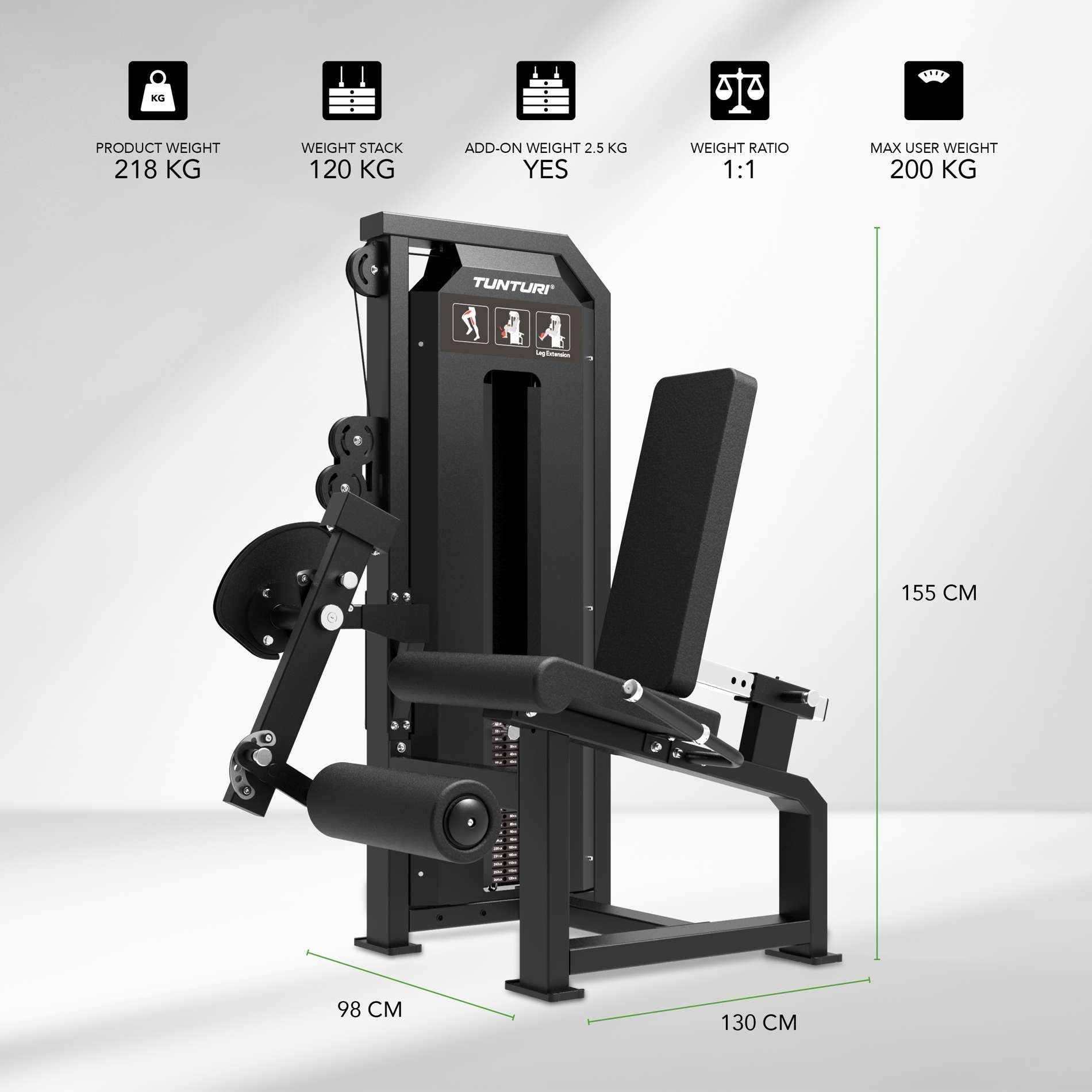 Jõujaam TUNTURI Platinum – Leg Extension – Selectorized V-Series